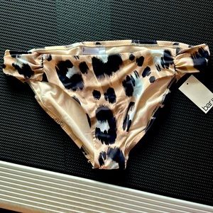Bar III L Swimsuit bikini bottoms-Natural color w/black, white and tan pattern